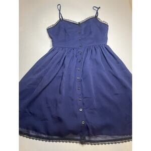 Sparkle & Fade Navy Blue Sun Dress Spaghetti Strap Corset Back Size Small